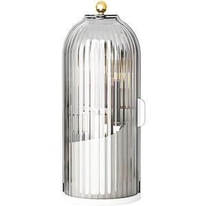 Birdcage-Style Concealed Toothbrush Holder Sliding Lid Bathroom Counter Organizer Tooth Brush Holder for Bathroom 360 Rotating Waterproof Dustproof Makeup Brushes Storage for Vanity (Black)