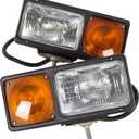 HECASA Universal Trunk Snowplow Lights Plastic Clear Lens+Black Housing Replacement For 64261-4