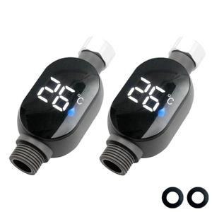 Shower Water Temperature Gauge - 2 Pack LED Digital Display Thermometer for Accurate Bathing Temperature Monitoring