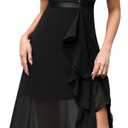 BeryLove Women Sequin Formal Party Dress Off Shoulder Wedding Cocktail Midi Evening Dress (Medium, Black)