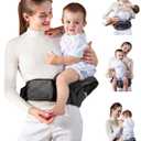 Baby Hip Seat Carrier, GROWNSY Ergonomic Hip Seat Baby Carrier with Multiple Pockets, Adjustable Extended Waistband for Newborns & Toddlers up to 50 lbs, Grey