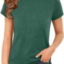 ZDC Girls Short Sleeve T Shirts Kids Summer Basic Tee Crewneck Cute Tops | Cute Tops, Solid Color, School Shirt, 5-14 Years (Green)