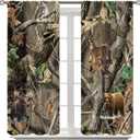 Forest Camouflage Curtains,Wild Animal Bear Deer Elk Blackout Rod Pocket Window Drapes for Living Room Bedroom Decor W42xL45in (Style)