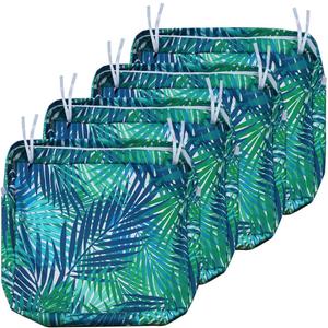 NettyPro Patio Chair Seat Cushion Covers Set 4, Waterproof Outdoor Furniture Cushion Slipcovers with Zipper and Tie, 21 x 19 x 3 Inch, Replacement Cover Only, Tropical Leaf