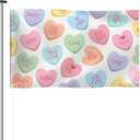 Valentine's Day Garden Flags 3x5 Ft Conversation Heart Valentine Double Sided Outdoor Candy Love Flags Holiday Banner for Porch Yards Gardens and Outside Conversation Heart Decorations (Colorful)
