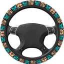 Native American Women Steering Wheel Cover, White Neoprene Universal 15 Inch Steering Wheel Protector Elastic Comfortable Car Accessories Decorations Decor Protection for Women Men Vehicle Truck SUV