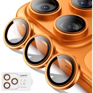 for iPhone 17 Pro Max/iPhone 17 Pro Lens Protector[Shatterproof 9H Tempered Glass] [1:1 Invisible Ultra Clarity Cover,Orange