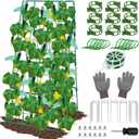 Cucumber Trellis for Raised Garden Bed, Outdoor Sturdy Metal A-Frame Cucumber Trellis Support for Climbing Plants Vegetables and Fruits with Accessories, Easy installation and Easy Harvesting