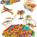 Tcnroy 600PCS STEM Building Toys, Straw Constructor Toys Up Grade Engineering Building Sets for Kids Develops Motor Skills and Logic Thinking, Fun Educational Toy Great for Gift