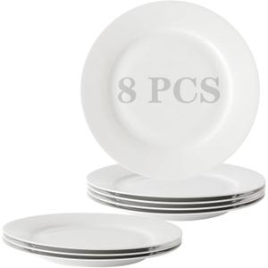 OMAYKEY 10.5 Inch Dinner Plates, Ceramic Round Plate Set, Salad Serving Modern Dishes for Steak, Patas, Pizza, Dishwasher, Microwave, Oven Safe, Scratch Resistant, Smooth Glaze, 8 Packs