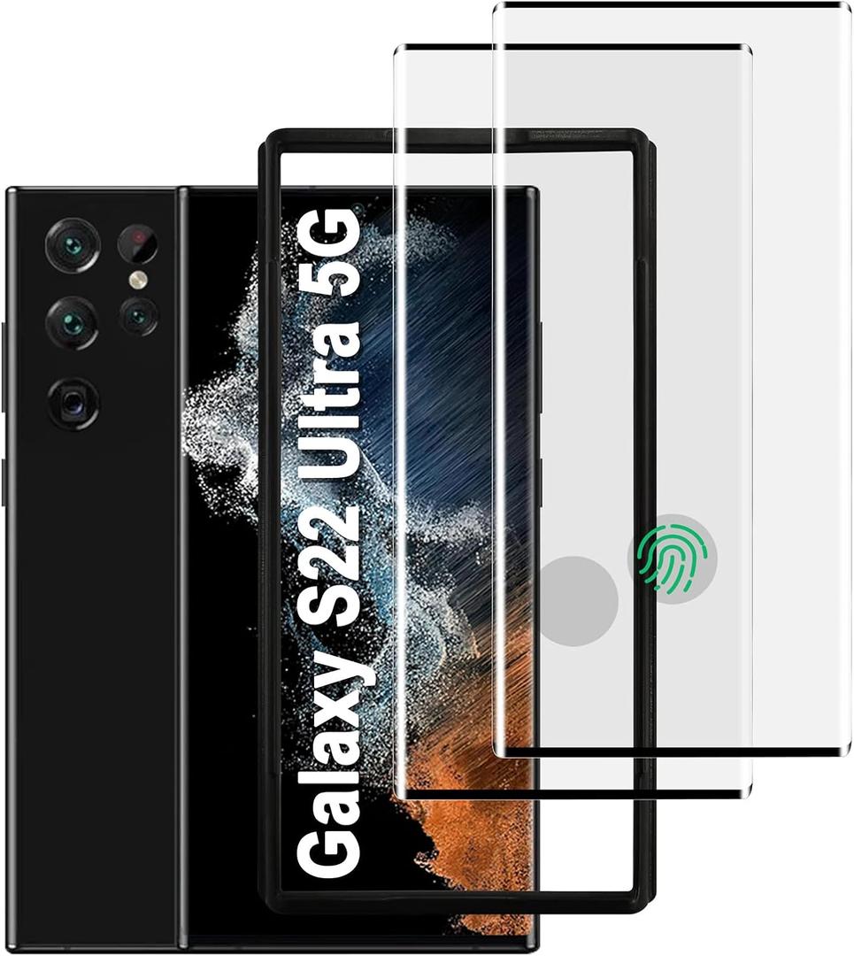 AACL Galaxy S22 Ultra Screen Protector Tempered Glass for Samsung Galaxy S22 Ultra 5G, 6.8 Inch [Fingerprint Unlock][Anti-Scratch][2 Pack]