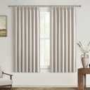 Kitchen Blackout Curtains 45 Inch Length, Basement Curtains for Small Blackout 46 inch Window Treatment Flax Linen Cafe Thermal Insulated Energy Efficiency Drapes for Bedroom Bathroom (40"Wx2 Panels) (Natural)