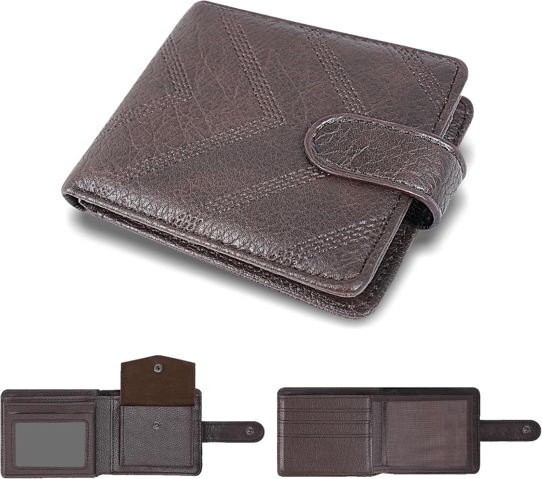 Wallet for men Slim RFID Leather 2 ID Window, mens wallets leather, billeteras de hombres, Anti-Theft Band (B-Brown)