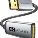 Warrky 4K DisplayPort to HDMI Adapter, Uni-Directional [Metal Case, Gold-Plated Pins] Display Port Source to HDMI Monitor Converter 1080P@120Hz Compatible for HP, AMD, NVIDIA. Male to Female (Silver Grey)