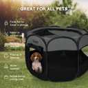 Goozii Portable Puppy Playpen Indoor, Small Dog Playpen, Pop Up Kitten Cat Play Pen Tent for Outdoor, Foldable Pet Cage Crate Kennel with Zip Gate Top Cover Bottom for Travel Camping RV Car (Black)