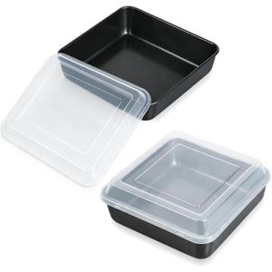 8" x 8" Baking Pan with lid, Stainless Steel Square Cake Pan 2 Pack