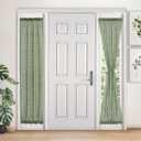 Melodieux Sage Green Semi Sheer Sidelight Curtains for French Door 72 Inches Long, Linen Look Light Filtering Front Door Window Curtains with Tiebacks, 25 by 72 Inch, 2 Panels