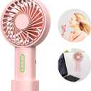 IPOW Mini Handheld Fan Personal Portable Fan 3 Speed Adjustable Angle Removable Base Lanyard USB Recharging Battery Operated Small Desk Cooling Face Fan for Home Camping Disney Travel Peach Pink