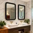 Decorative Wall Mirror with Gold Beaded Frame, Round Metal Ball Design, Contemporary Vanity Mirror (Black1)