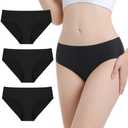 VOXSHE 3pk Incontinence Underwear for Women 100ml Absorbency Leak Proof Underwear for Women Washable Womens Incontinence Panties for Incontinence Postpartum Bladder Leakage Protective Briefs Black-S