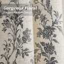 Black Floral Shower Curtain,Vintage Linen Beige Cottagecore Shower Curtains for Bathroom, 72" W x 72" L