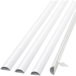 ZhiYo Wall Cord Concealer 156in (4X L39in), TV Cord Hider for Wall Mounted TV, Self-Adhesive Paintable Wire Covers for Cords, White Cord Cover, Half Round Cable Raceway, 1in (W) x 0.5in (H)