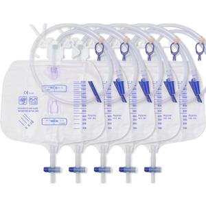 5PCSCatheter Bags for Men,2000MLUrinary Drainage Bag,Reusable Urine Bag,Lengthened Catheters Tude,with Anti-Reflux Chamber Clips and Hanging Hook,Professional Urinary Bag for Incontinence