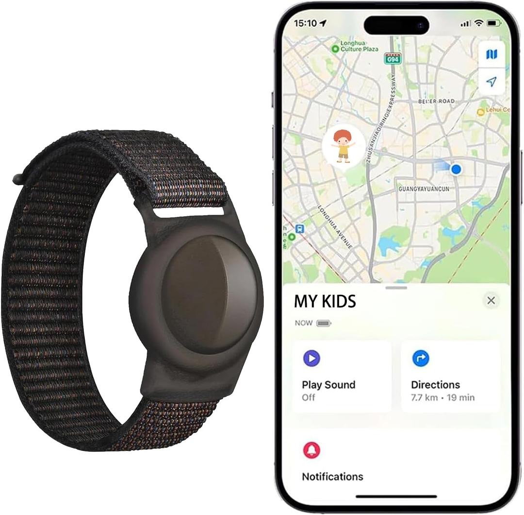 GPS Tracker for Kids (iOS Only) iOS Only Real Time Mini Locator Watch Band for Teens Special Needs and Elderly Hidden Tracking Device Works with Apple Find My No Monthly Fee Smart Safety Solution