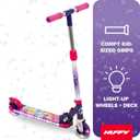 Huffy Light Up Inline Scooter for Kids, 2 Wheel Kick Scooter with LED Lights and Rear Brake, Foldable, Adjustable Handlebar on Select Models, Durable Frame, Licensed Character Graphics