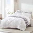 SLEEP ZONE Queen Comforter Duvet Insert, Down Alternative Reversible Comforter, Lightweight, Soft and Breathable Bedding All Season, Diamond Quilting White