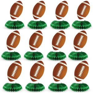 12Pcs Football Honeycomb Party Decorations, Rugby Football Centerpieces for Table Honeycomb Football Themed Party Decors Sports Birthday Party Decors, Football Decorations for Home Party Supplies