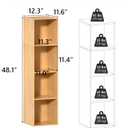 4 Cube Storage Organizer, 4 Tier Cube Bookcase Freestanding Storage Display Organizer for Home Office, Four Cubes Open Shelf Bookshelf (Oak, 4 Cube)