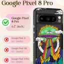 Lotadilo Cute for Google Pixel 8 Pro Case - Compatible with Magsafe Magnetic Ring Holder Stand Kickstand for Women Girls Girly Funny Fashion Pretty TPU Phone Covers UFO Alien Design