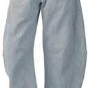 SeekMe Women's Barrel Leg Sweatpant Drawstring Elastic Waisted Wide Leg Pants Casual Cotton Palazzo Trousers with Pockets, Medium