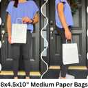 Qutuus White Paper Gift Bags with Handles Bulk 25 pcs 8x4.5x10 Medium White Paper Bags for Gifts, Valentines, Shopping, Retail