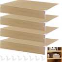 Wire Rack Covers for Pantry Shelf Covers for Wire Shelving Liners Removable 4 Pack with Holders for Closet Pantry Kitchen Bathroom Office Store, 24 x 12 Inch, Natural Oak Color