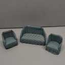 Dollhouse Couch Miniature Furniture Sofa for Living Room Desktop Decoration Fabric Sofa Mini Home Scene Accessories Ornament (Sofa Set, Green)