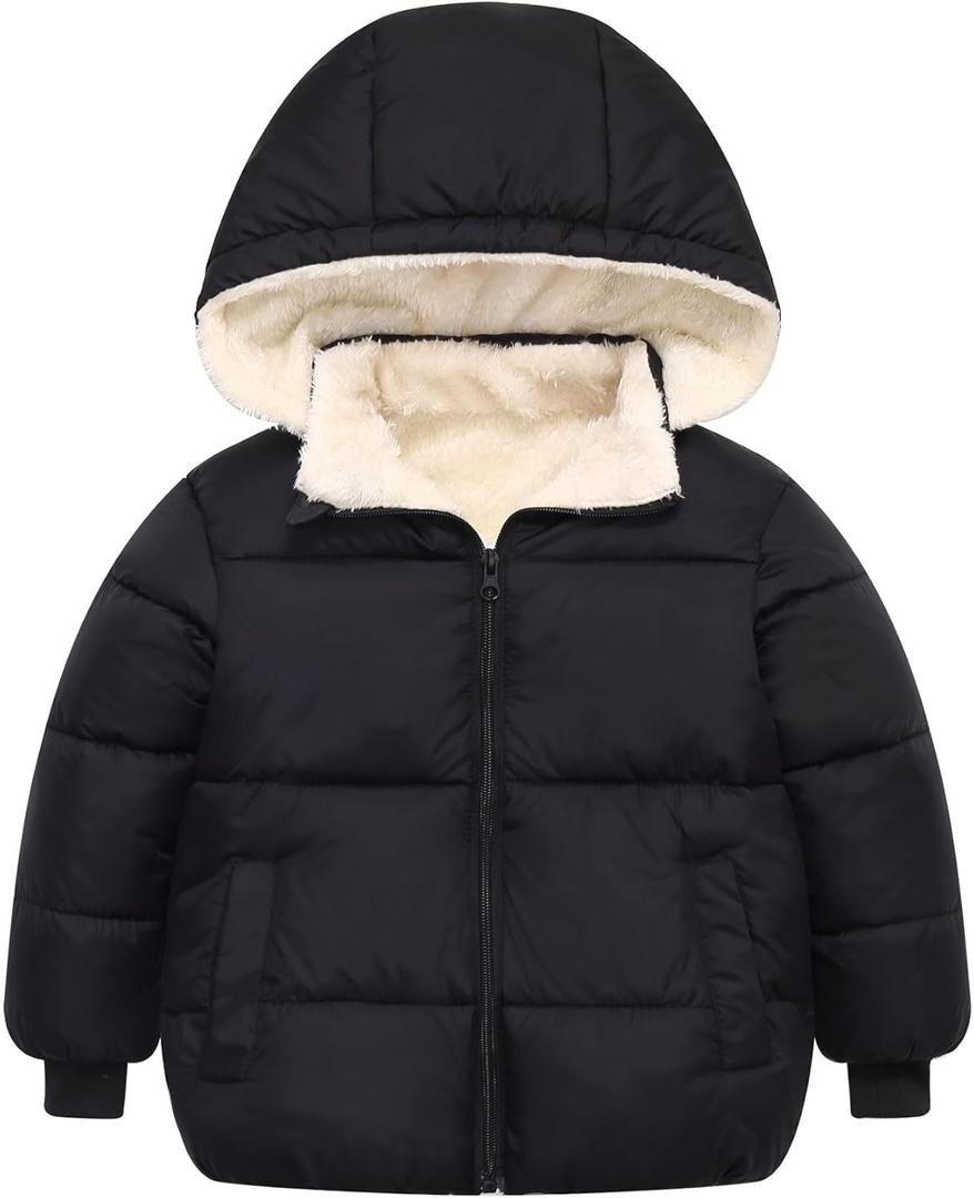 TUONROAD 1-6T Baby Girl Boy Winter Fleece Coats Toddler Warm Puffer Jackets Kids Down Alternative Outerwear (2-3T, Black)