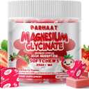 Magnesium Glycinate Soft Chews, Strawberry Flavor.Chewable Sugar Free Potassium Magnesium Chews with Magnesium Glycinate, Vitamin D, B6, and CoQ10 for Calm Support & Sleep for Adults, 60 Days Supply