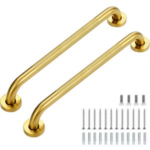 Grab Bars for Shower, 2 Pack 18-Inch Anti Slip Shower Handles for Elderly, Safety Shower Grab Bar, Stainless Steel Handicap Grab Bars for Bathroom,Toilet (Gold, 1" Diameter)