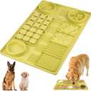 31.5" x 20" Large Multi-Function Dog Food Mat,Silicone Dog Lick Mat, Slow Feeder Mat for Dogs, Pet Mats for Food and Water,Pet Food Mat with Lip to Prevent Spills (Green)