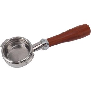 Bottomless Portafilter Compatible with Gevi, Yabano, Beach, Farberware, Oster Nova Prima Latte Espresso Machines with Stainless Steel Filter Basket Wooden Handle