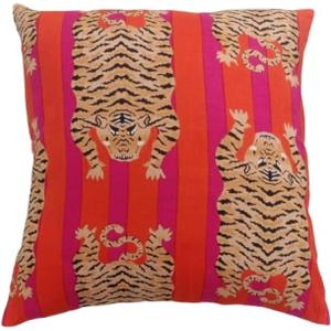INDACORIFY Cushion Cover Throw Decorative Cotton Pillow Case Indian Animal Tiger Print Cushion Covers Home Decor Sofa Pillows (1, 20X20 Inches)