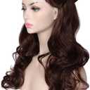 ColorGround Women’s Long Wavy Brown Prestyled Cosplay Costume Wig with Detachable Bun