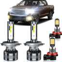 Compatible with 2014-2021 Toyota Tundra Bulbs, High Low Beam H11/H8/H16 Fog Light Bulbs, 40000LM 600% Brightness, 6000K White and 3000K Yellow Combo, Pack of 4