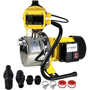 TDRRICH 1HP Water Pressure Booster Pump with Automatic Controller for Whole House,110v Shallow Well Portable Water Stainless Steel Pump, Jet Transfer Pump Switch for Lawn Garden Sprinkler Irrigation