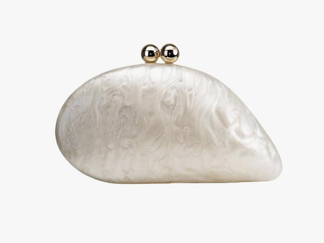 UMREN Seashell Chain Shoulder Bag for Women Acrylic Evening Clutch Bag Glitter Marble Purse Handbag for Wedding Party Prom