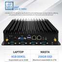 Fanless Mini PC, Core i5-7200U, Windows 11 Pro/Linux, 8GB RAM, 256GB SSD, 6 COM Ports, Dual LAN, 4K HD, VGA, 24/7 Operation Mini Computer