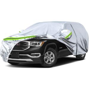 Waterproof Car Covers Replace for 2017-2025 GMC Acadia, 6 Layers Silver All Weather Custom-fit Car Cover with Zipper Door & Windproof Bands for Snow Rain Dust Hail Protection