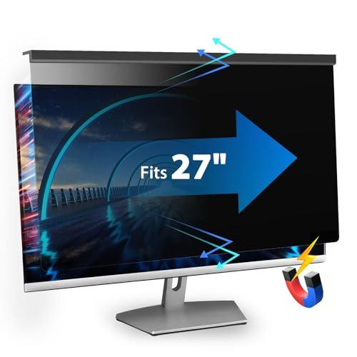 VERPONITY Magnetic Computer Privacy Screen 27 Inch, Aesthetic Hanging Privacy Screen for Computer Monitor with Anti-Blue Light Coating, Removable PVC Magnetic Attachment Computer Monitor Privacy